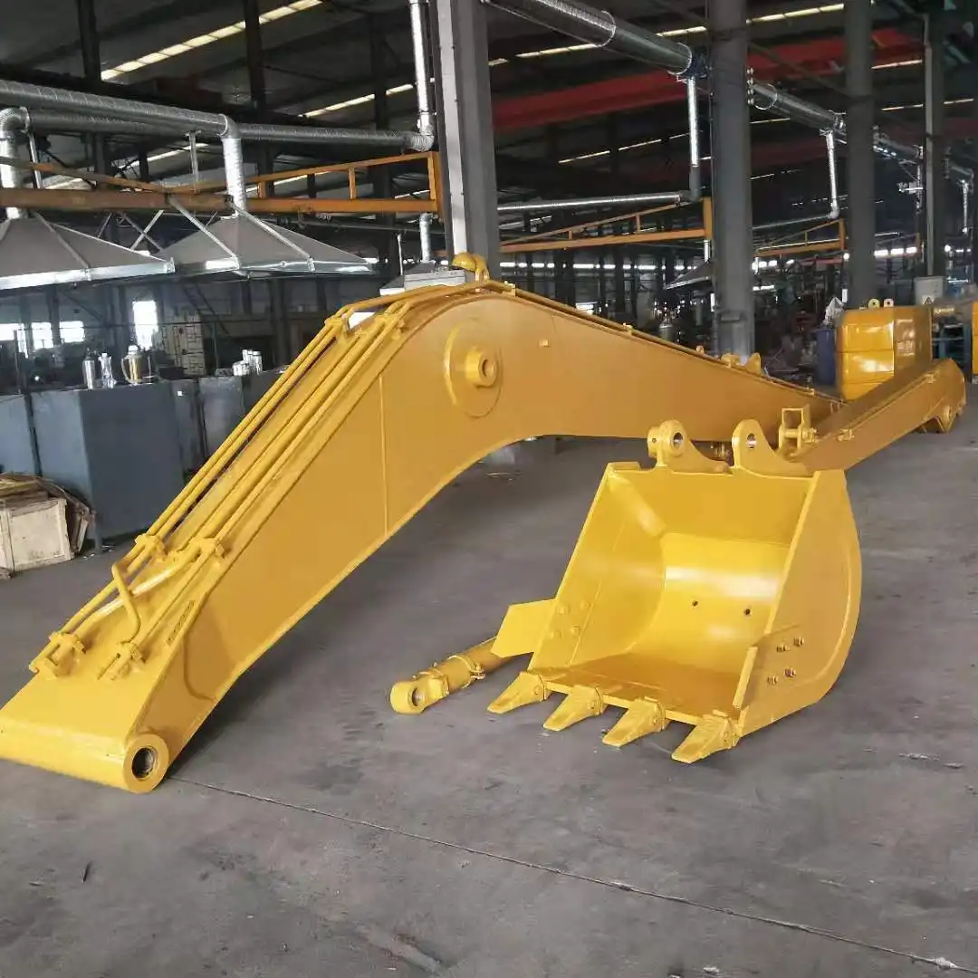 How does an extendable boom improve excavator efficiency in construction?